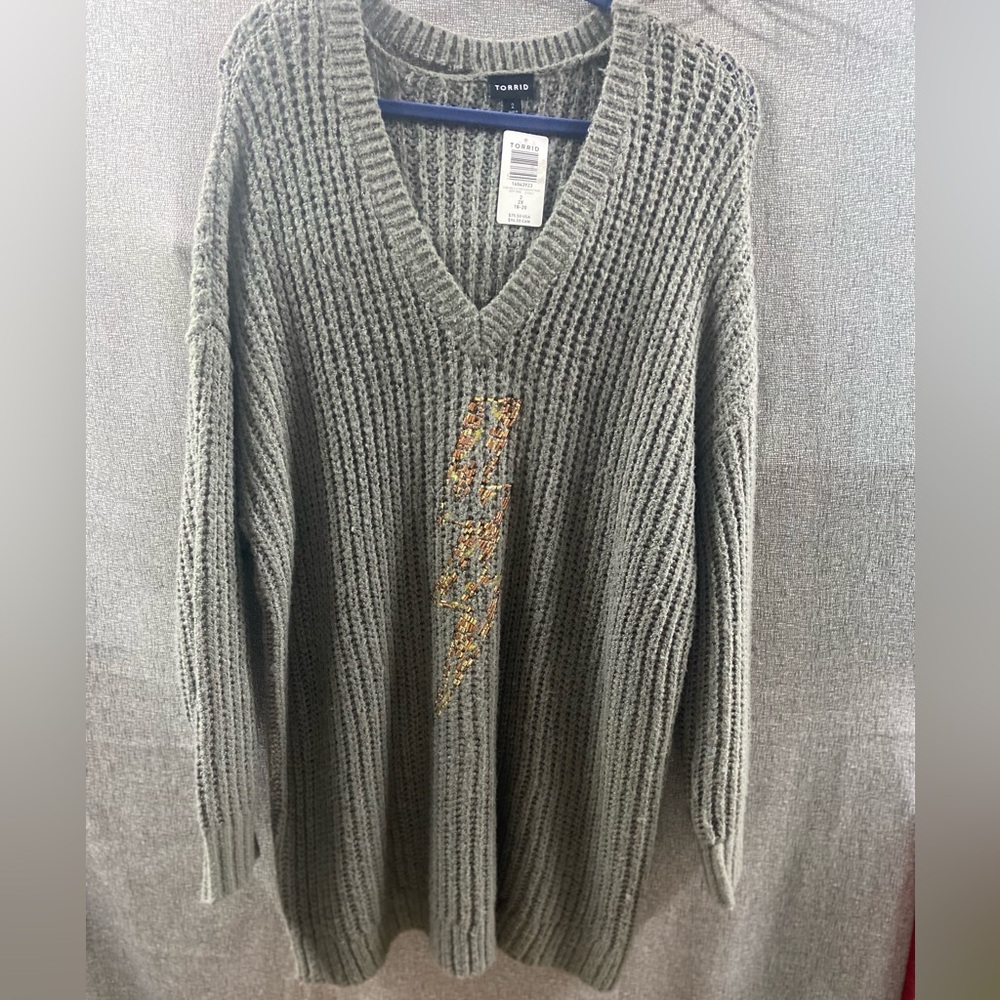 Torrid 2 2x Flawed Sweater with Gold Accent